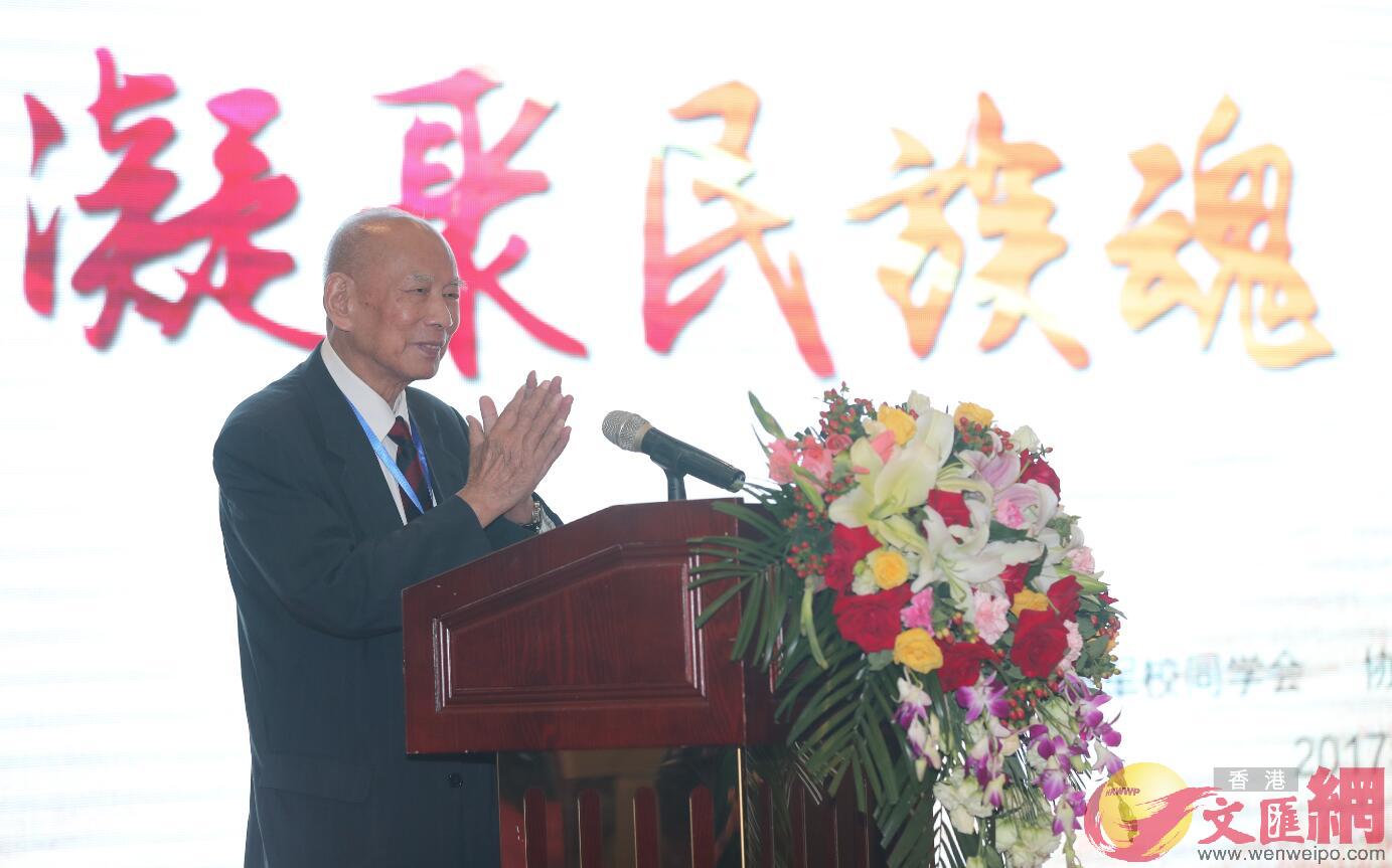 黃埔軍校同學會會長林上元在會上吁兩岸黃埔合力反「獨」促統。記者盧冶攝